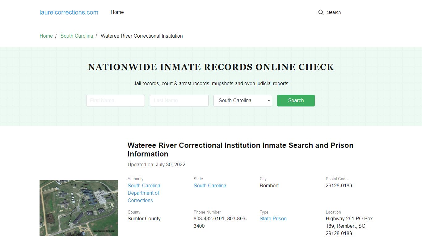 Wateree River Correctional Institution Inmate Search, Visitation, Phone ...